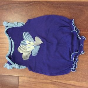 University of Washington UW Huskies Heart Onesie Ruffle Trim 6/9M